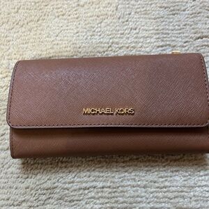 Michael Kors Tan Wallet with Gold Accents